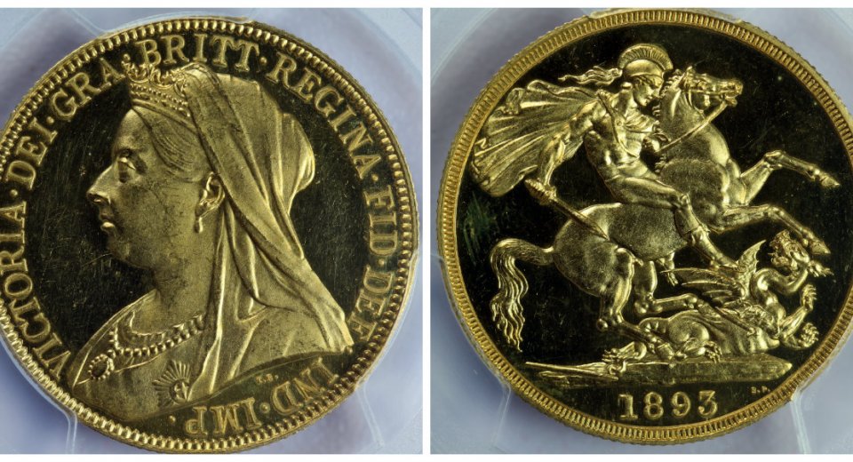 Victoria gold Proof 2 Pounds 1893 PR63 DCAM
