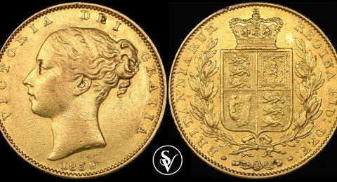Victoria gold sovereign shield 