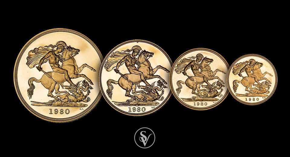 1980 Elizabeth II proof 4 coin set gold