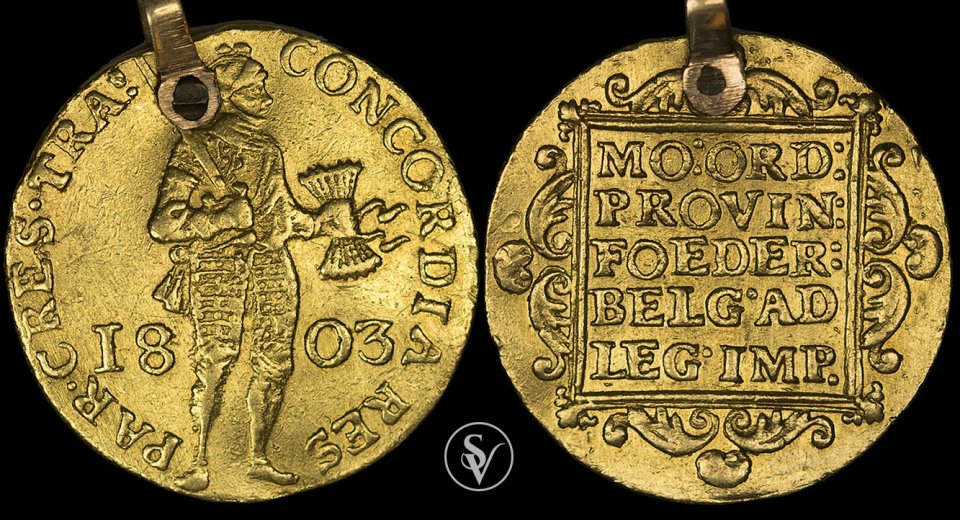 1803 χρυσο Ολλανδικό 1 δουκάτο τρύπιο