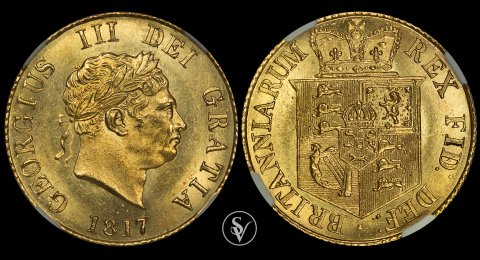 1817 George III gold half sovereign MS64 NGC