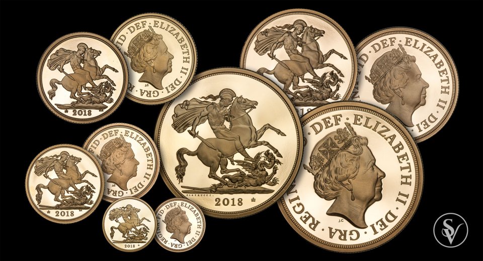 2018 χρυσό σετ ελισαβετ 5 νομίσματα 