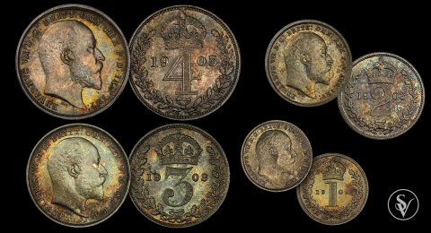 1903 Edward VII, Maundy Silver coin set, original case