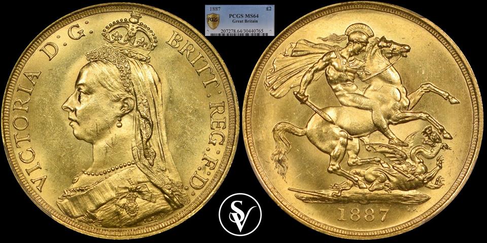 1887 Victoria double sovereign MS64 PCGS - Coins and