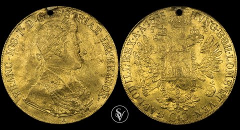 1855 χρυσό 4 δουκάτα Αυστρίας με τον Φρανκ Ζοσεφ Ι