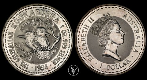 1994 1 Δολάριο ασημένιο Kookaburra 1 ουγγιά