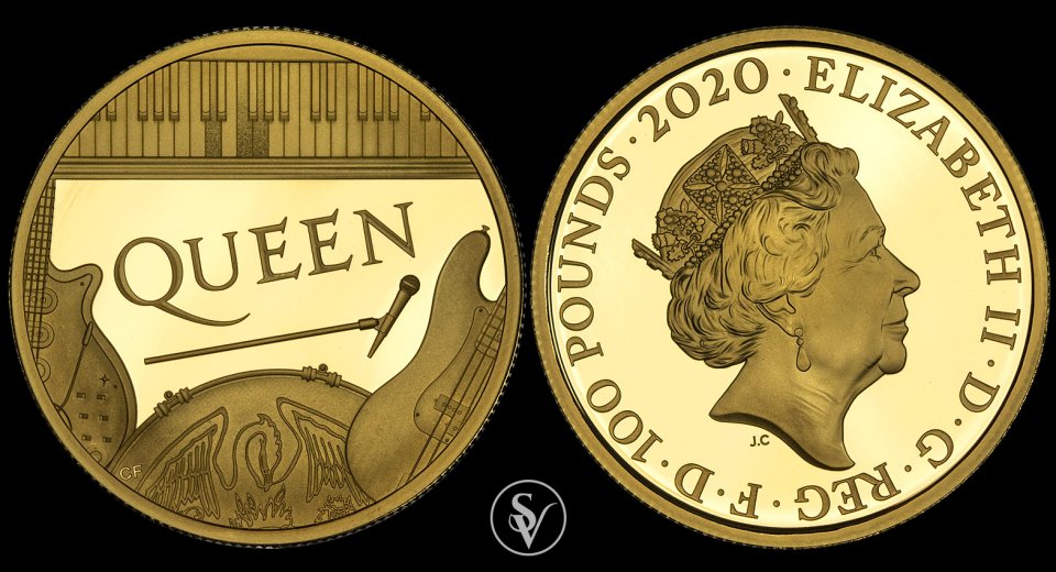 2020 100 pounds Queen Music Legends 1 ounce proof coin PF70 ultra cameo NGC 