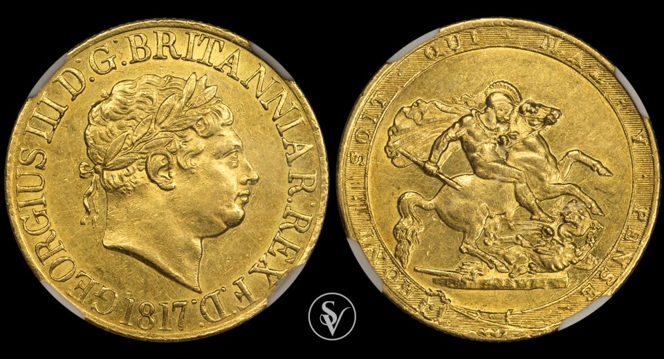 1817 χρυσή λίρα Γεώργιος 3ος AU55 NGC