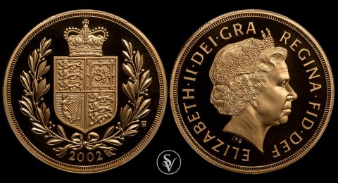 2002 Elizabeth II Five pounds Shield sovereign PR69DCAM PCGS