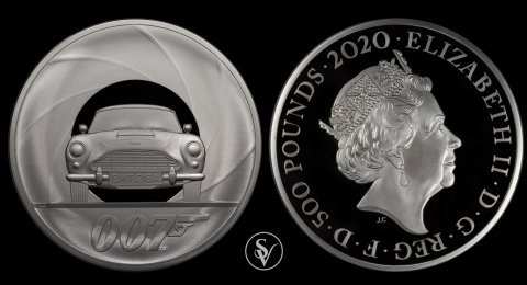 2020 1KG James Bond silver Aston Martin