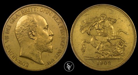 1902 Edward VII 5 pound gold Matte PR60 PCGS
