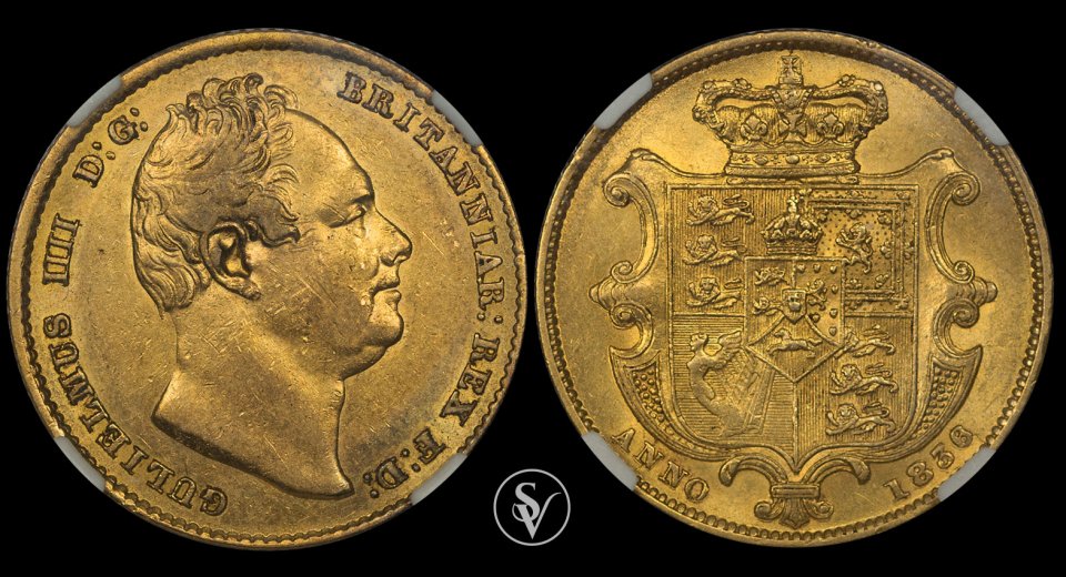 1836 William IV gold sovereign AU50 NGC