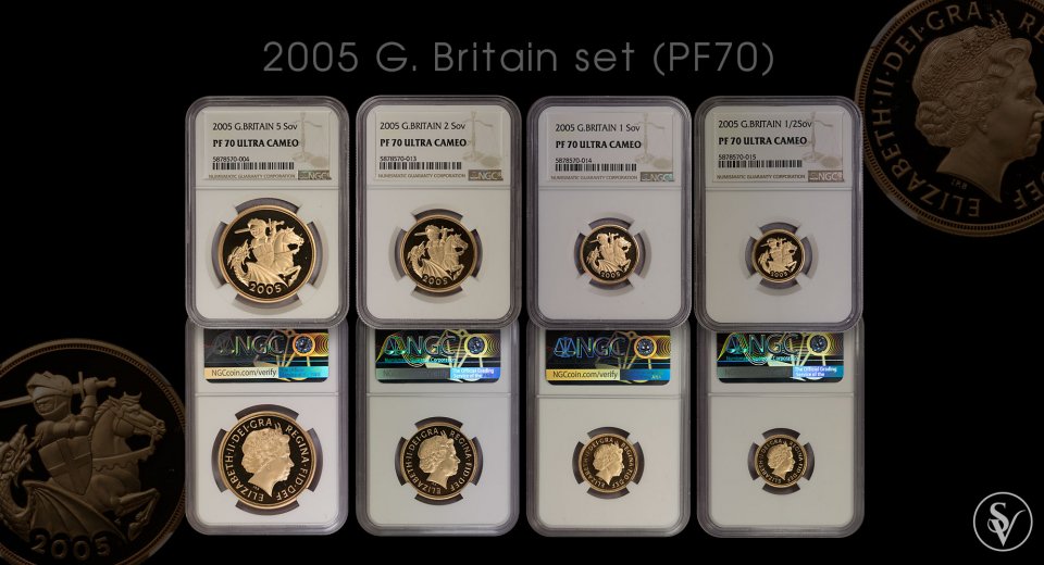 2005 Great Britain proof gold set Knight Edition PF70 ultra cameo NGC