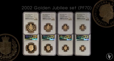 2002 χρυσό επετειακό σετ proof PF70 ultra cameo NGC