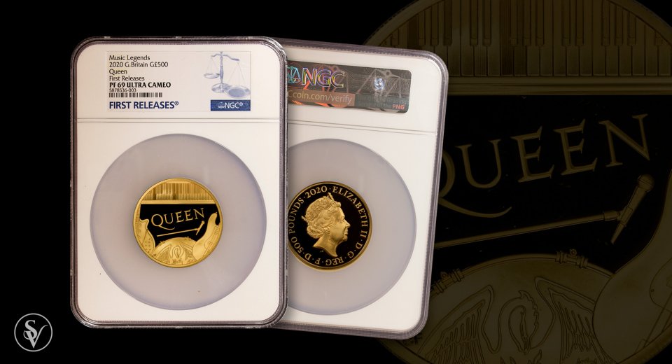 2020 Music Legends Queen £500 Gold Proof 5oz Coin NGC PF69