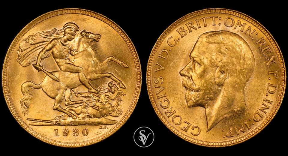 1930 Perth χρυσή λίρα Γεώργιος 5ος MS62 PCGS