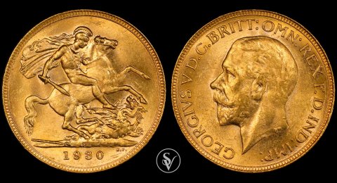 1930 Perth χρυσή λίρα Γεώργιος 5ος MS62 PCGS