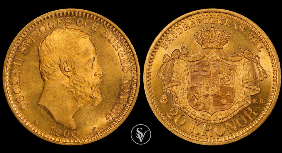 1900-EB 20 KR gold Oscar II MS65 PCGS (STOLEN)