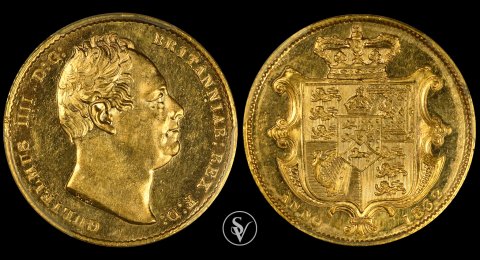 1832 χρυσή λίρα William IV MS62 PCGS