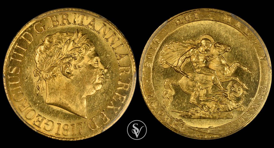 1817 χρυσή λίρα Γεώργιος ΙΙΙ MS62 PCGS 