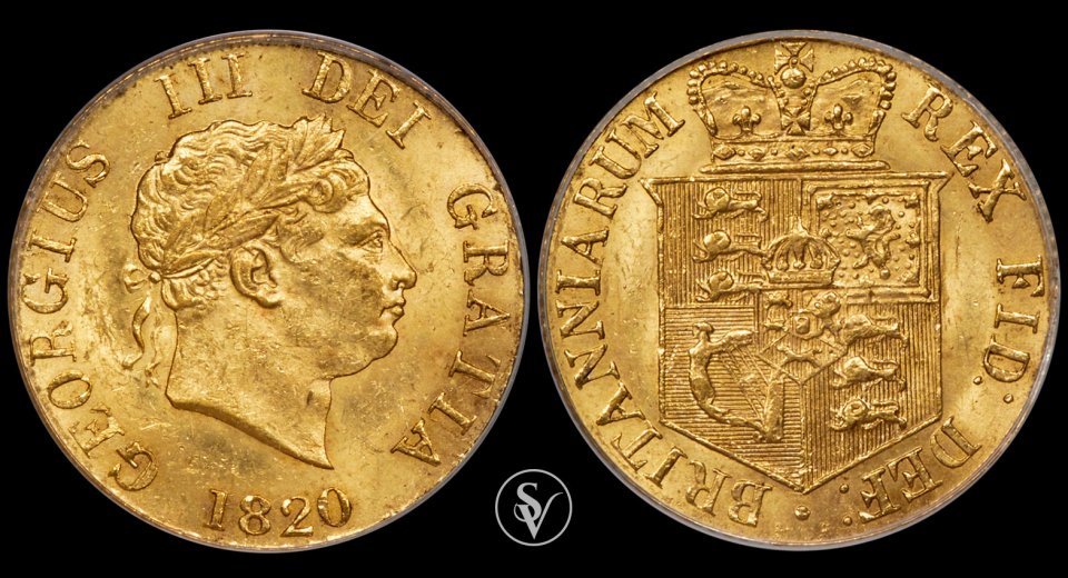 1820 χρυσή μισή λίρα Γεώργιος 3ος MS62 PCGS