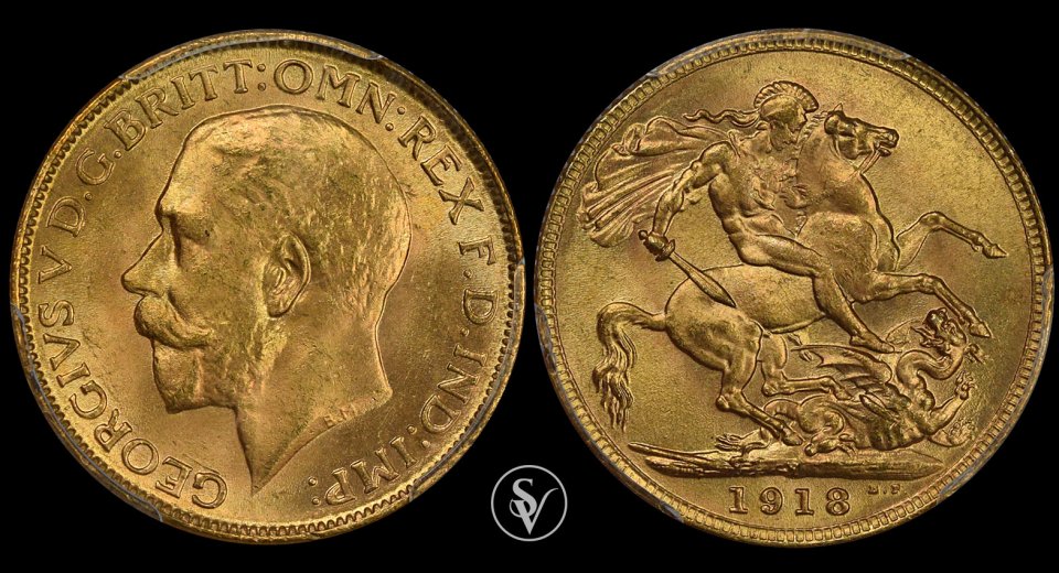 1918 I χρυσή λίρα Γεώργιος 5ος Ινδίας MS65 PCGS(STOLEN)