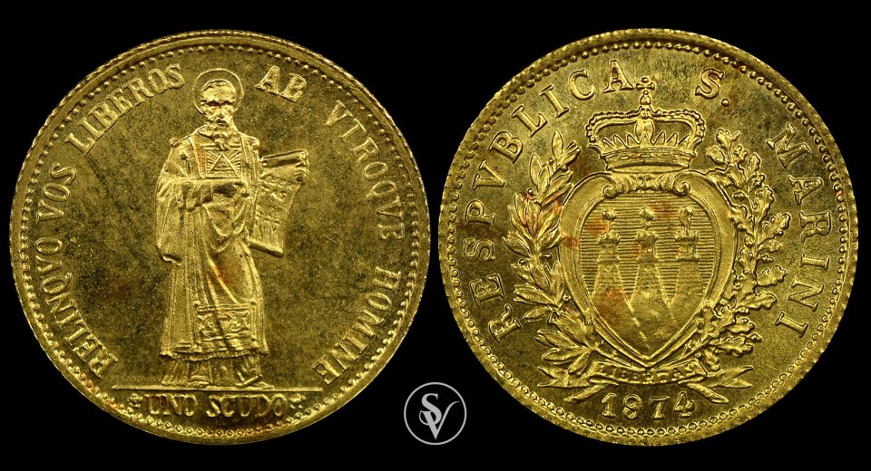 1974 San Marino Uno scudo gold