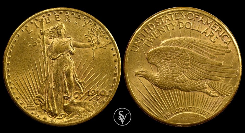 1910 S 20$ gold Saint Gaudens 