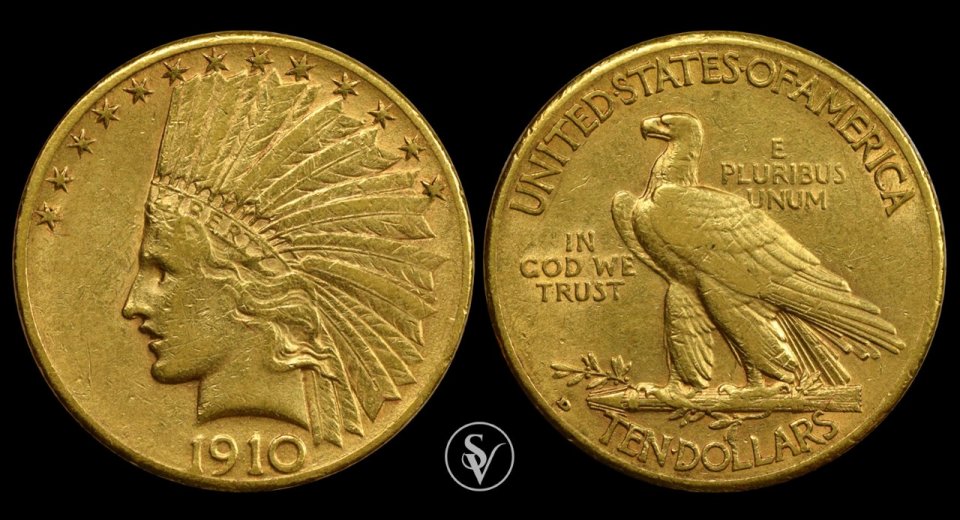 1910-D χρυσό 10$ Ινδιάνος