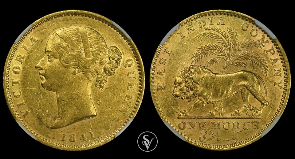 1841 χρυσό Μοχουρ Ινδια Βικτώρια AU53 NGC