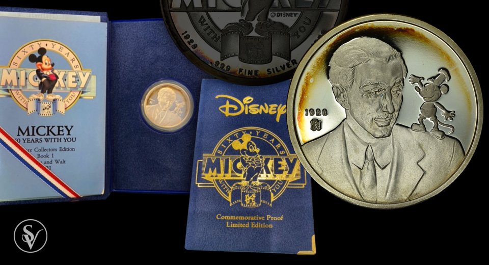 DISNEY COIN MICKEY 60 YEARS WITH YOU - BOOK 1 - ONE-TROY OUNCE SILVER