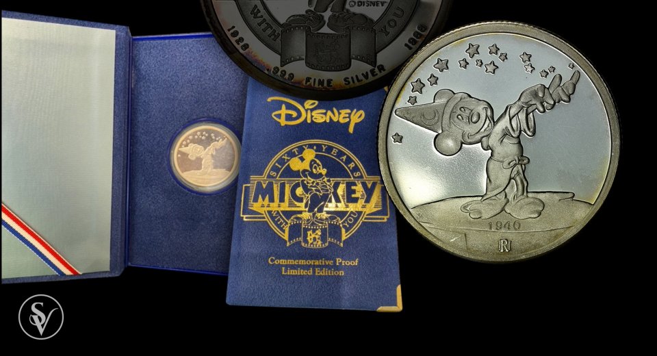 1940  Disney Mickey Ο μάγος 1 ουγγιά ασημένιο νόμισμα 