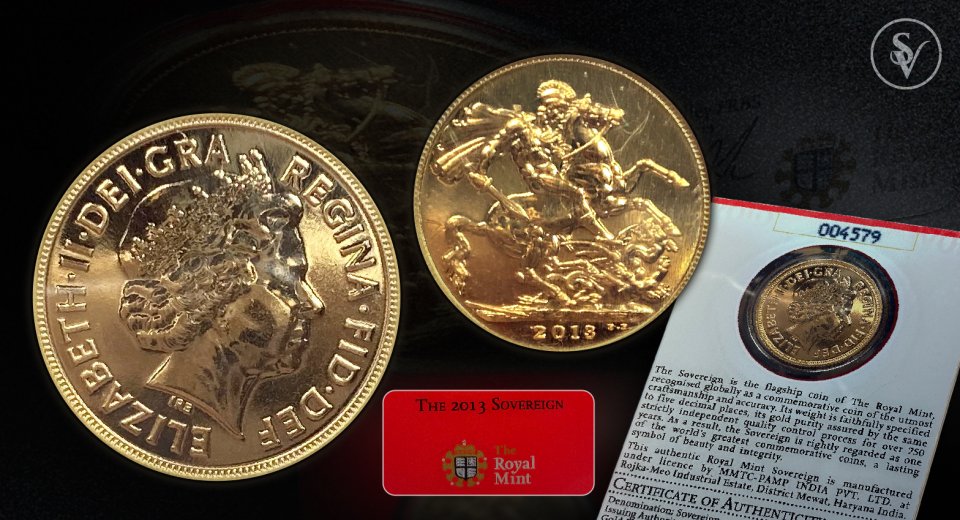 2013 Elizabeth II India gold sovereign sealed 