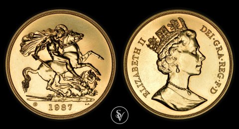 1987 Elizabeth II  5 pound gold BU