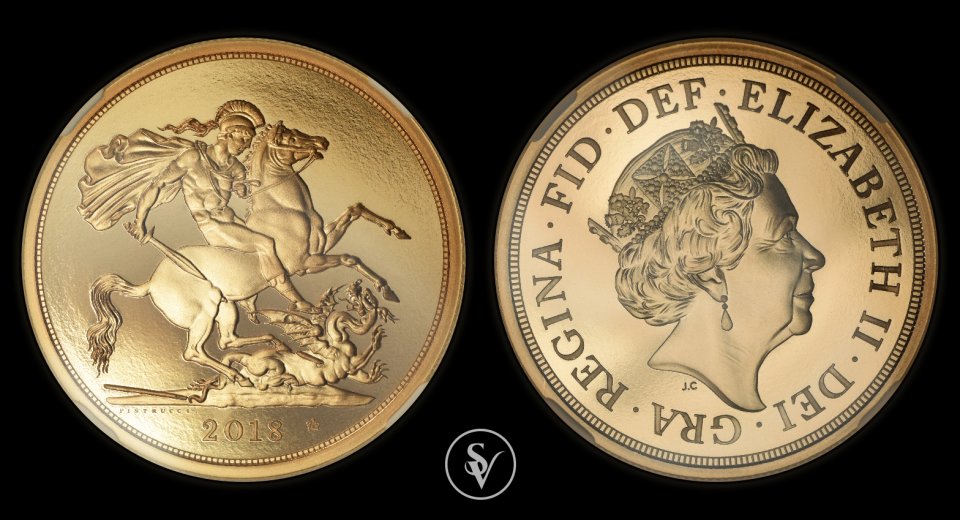 2018 χρυσό πεντόλιρο Ελισαβετ ΙΙ 65 χρόνια MS70 DPL NGC