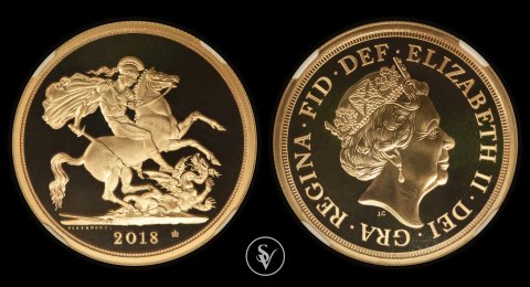 2018 χρυσό πεντόλιρο Ελισαβετ ΙΙ 65 χρόνια MS70 DPL NGC