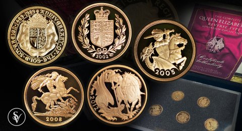 Χρυσό σετ με όλα τα επετειακα σχέδια της Ελισαβετ ΙΙ 