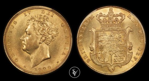 1829 George IV gold sovereign MS64 PCGS