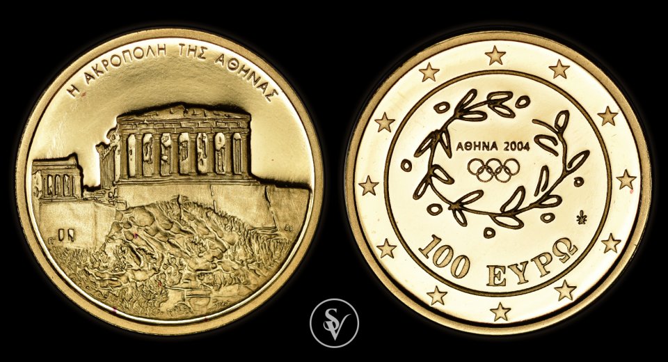 2004 Olympic games silver and gold coins proof set Acropolis