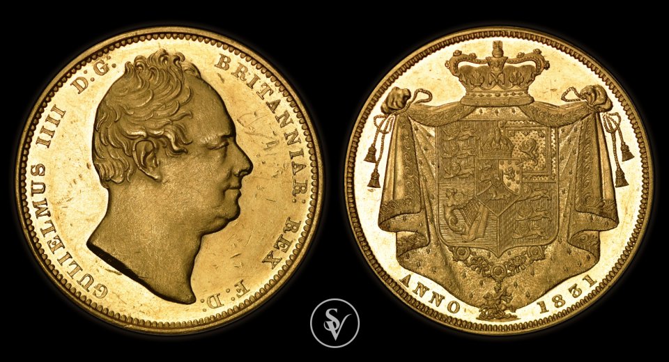 1831 William IV gold double proof shield 