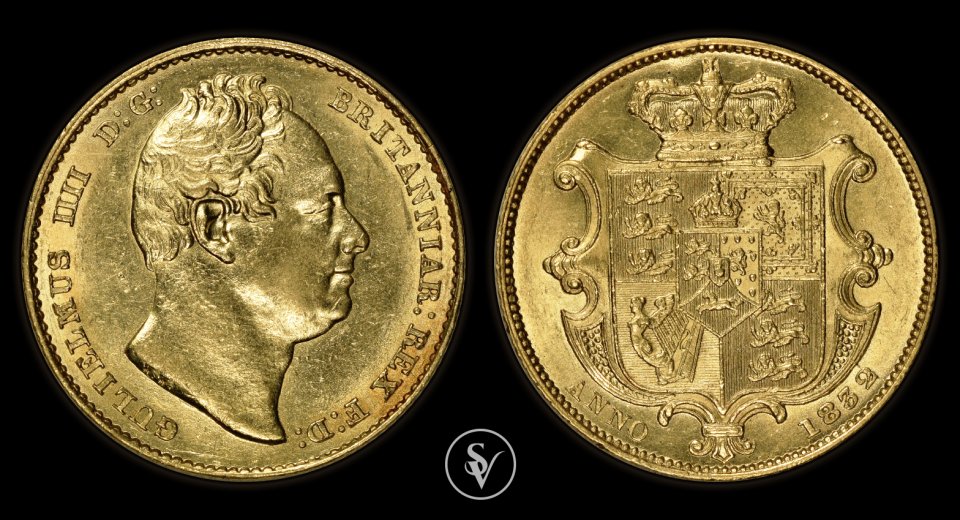 1832 χρυσή λίρα William IV με θυρεό 