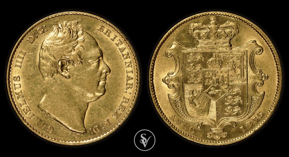 1836 χρυσή λίρα William IV AU58 NGC 