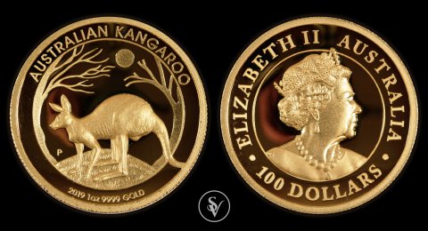 2019 100$ Australia Kangaroo High relief 1 oz gold proof