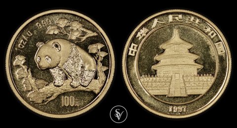 1997 χρυσό νόμισμα Κίνας Panda 1 oz gold