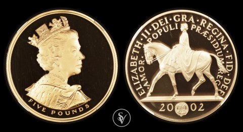 2002 Elizabeth II proof 5 pound Golden Jubilee PF70 ultra cameo 