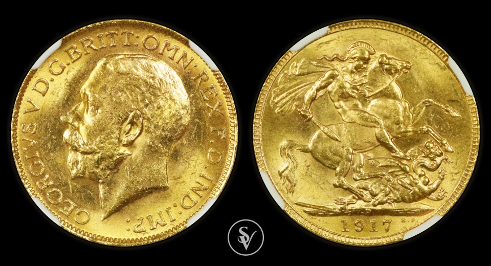 1917 Perth Australia George V gold sovereign MS63 