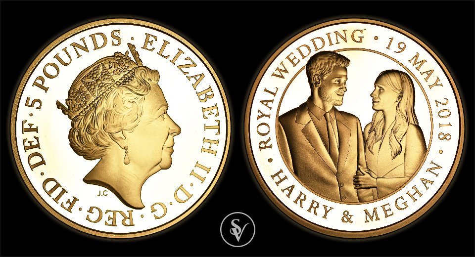 2018 Wedding of Prince Harry and Meghan Markle 5 pound gold proof coin 