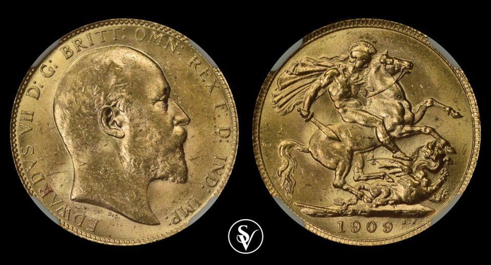 1909 Edward VII gold sovereign MS63 NGC 