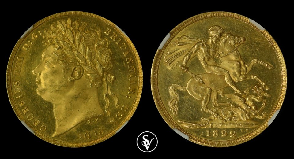 1822 Γεώργιος IV χρυσή λίρα MS64 NGC 