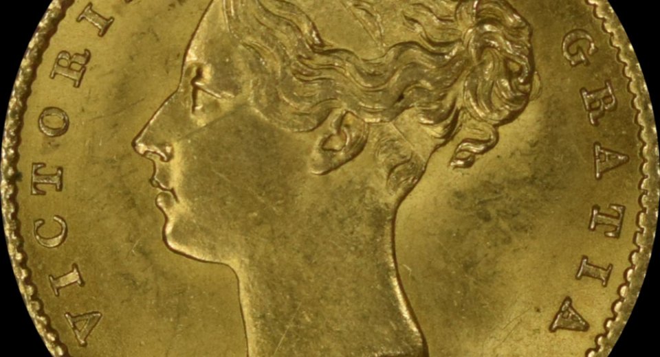 1838 χρυσό μισόλιρο Βικτόρια με τον θυρεό MS63 NGC 